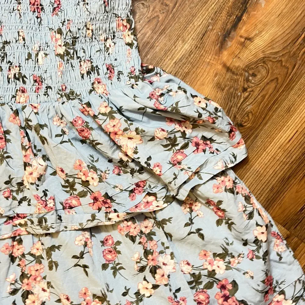 Gymboree Girls Floral Pleated Tiered Dress - Highland Hills - Gray